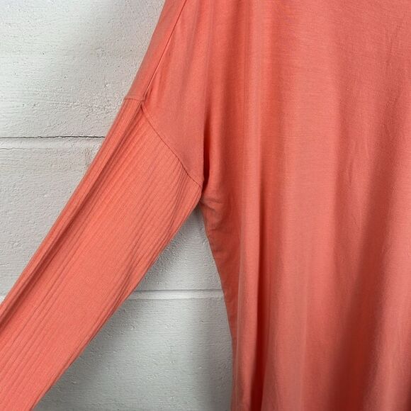 Soft Surroundings v-neck peach ribbed long sleeve tunic top - Picture 5 of 5